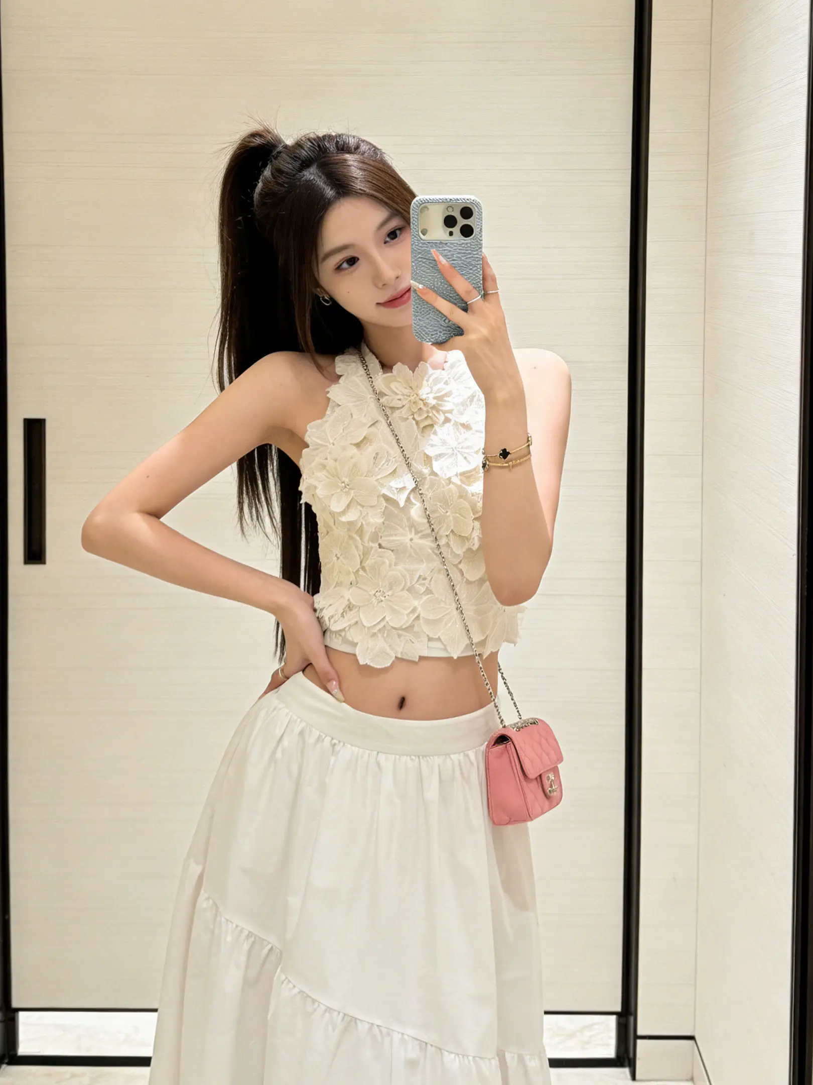 

Burjuman Embroidered Heavy Work Vest Top Women's A-Line Skirt Set Summer Fashion Breathable round Neck Sleeveless Outfit