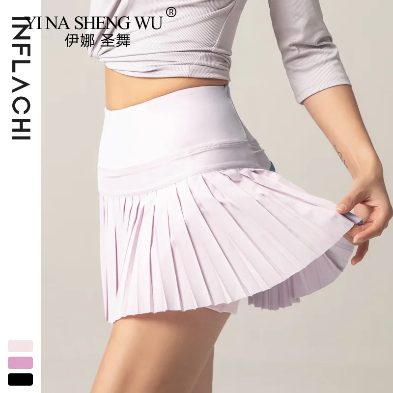 New Women Sports Yoga Shorts Pleated Dress Tennis Skirt Women Light Quick-Drying Breathable Badminton Hakama Yoga Fitness Gym