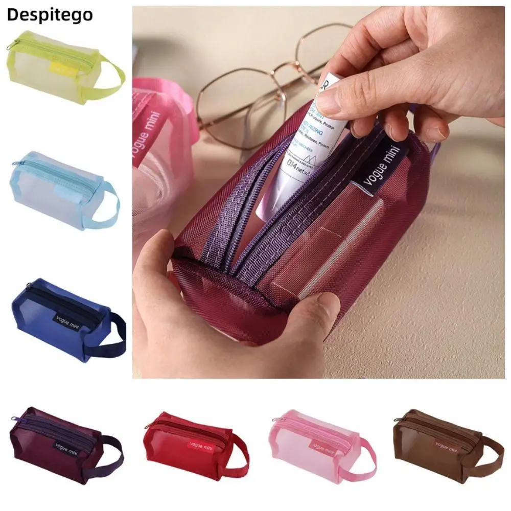 

Fashion Portable Mesh Coin Purse Transparent Cosmetic Bag Stationery Storage Bag