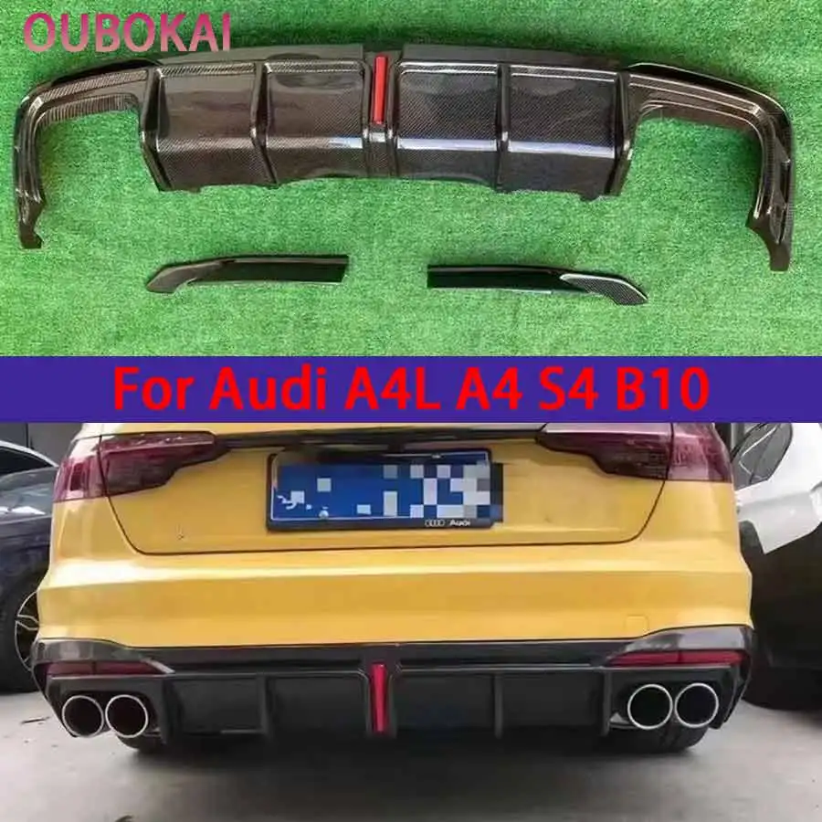 Für Audi A4L A4 S4 B10 2020+ Carbonfaser Auto Heckstoßstangen-Diffusor Heckspoiler Hecklippe Bodykit