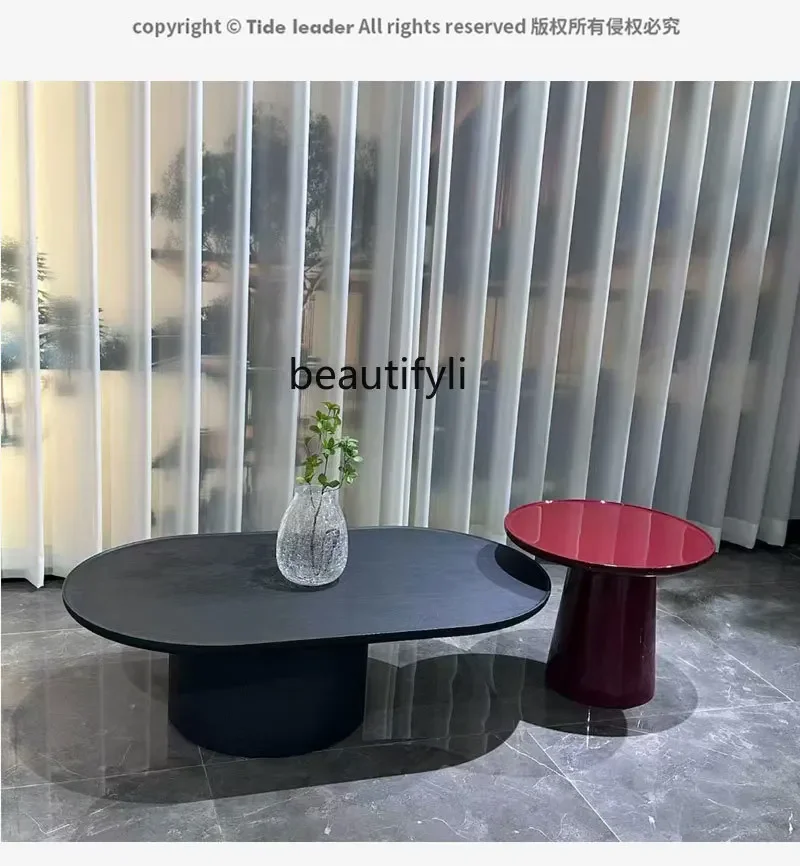

Italian minimalist coffee table combination light luxury oval designer living room high-end paint0294