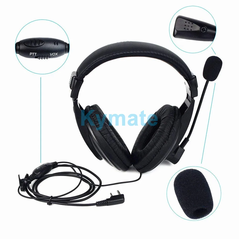 Walkie talkie PTT VOX two way radio Headset earpieces noise cancelling earphone for BaoFeng UV5R UV-82 2 Pin K Plug BF-777S 666S