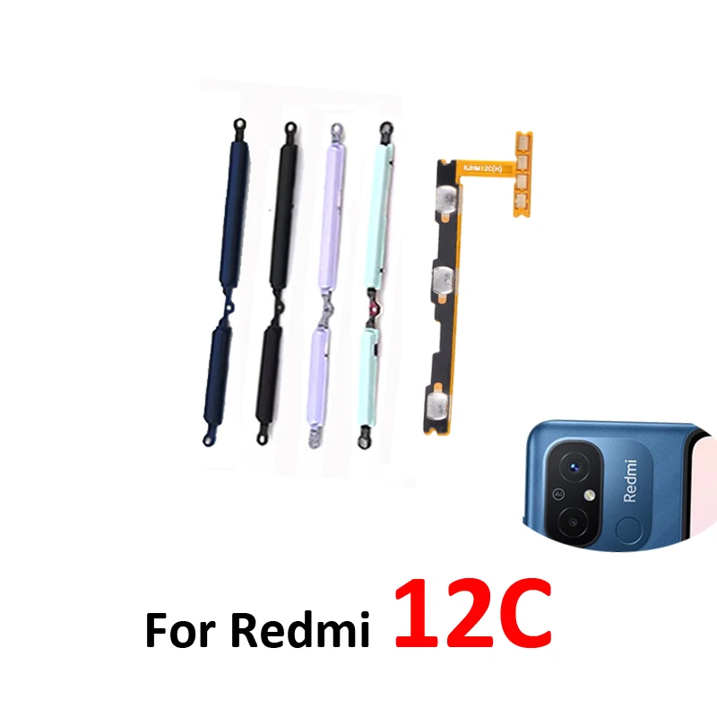 For Xiaomi Redmi 12C Phone New Power Volume Button On Off Up Down External Key Inner Flex Cable Replacement Repair Parts