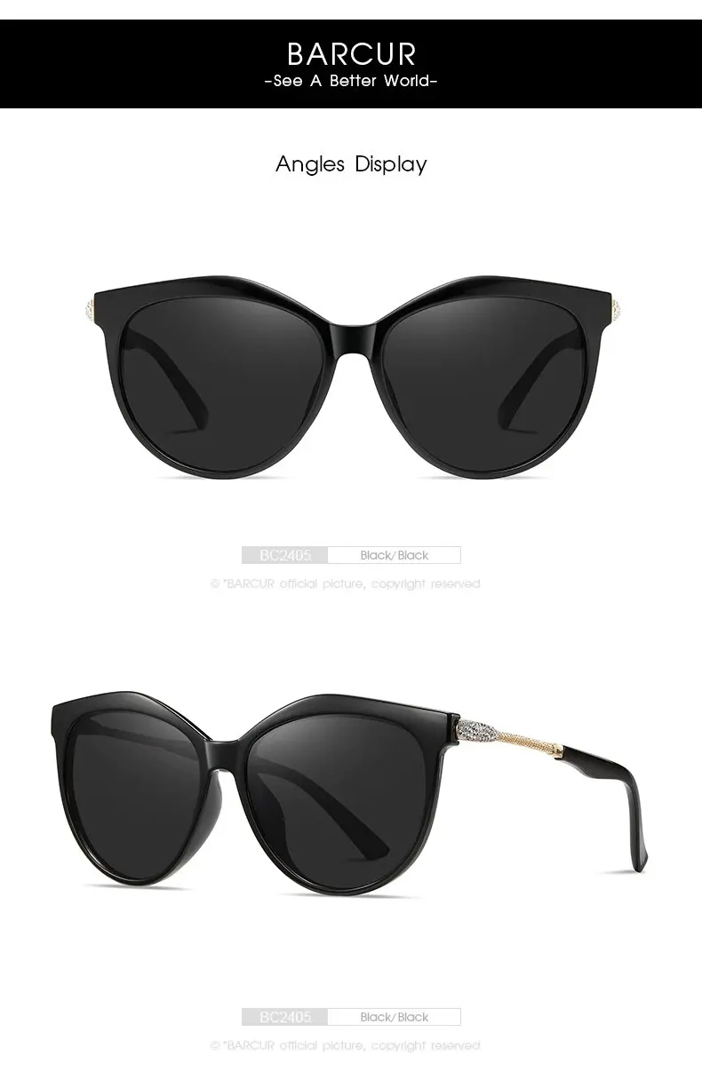 Barcur polarisierte Cat Eye Sonnenbrille Frauen Farbverlauf runde Sonnenbrille für Frauen oculos lunette de soleil femme – Detail 10