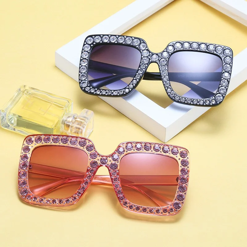 Fashion New Large Frame Anti-Diamond Sunglasses Personalized Street Shooting Square Sunglasses Women'S Cross-Border Sunglasses