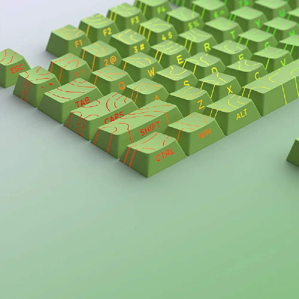 Contour Keycap Lines Cracked Characters Glowing 97 Keys Original Height Keycaps for 60% 65% 75% 96% 98% 100% Mechanical Keyboard