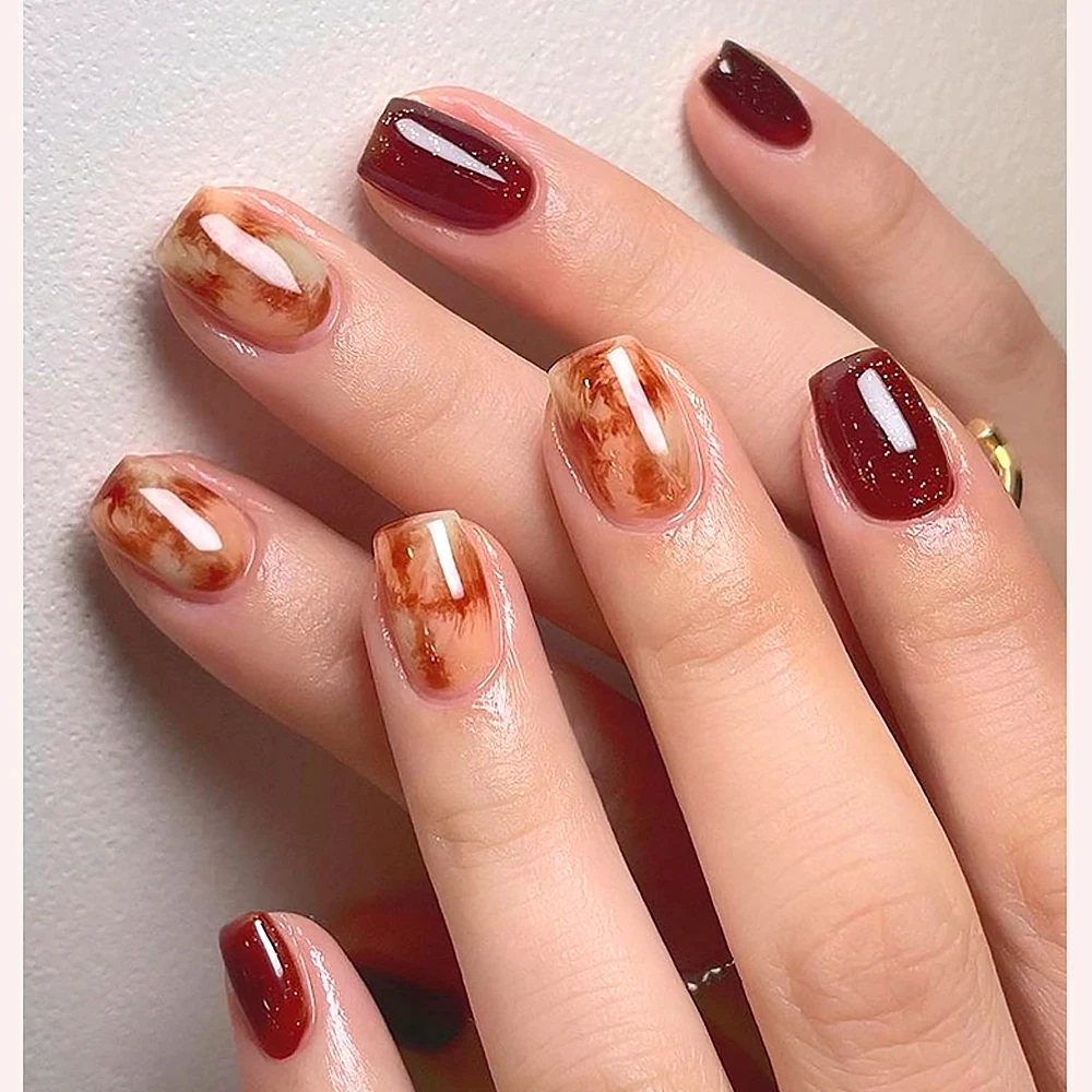 Zestaw lakierów hybrydowych 1/6 kolorów 5g Amber Brown Y2K Jesień Zima Gradient Leopard Jelly Nail Gel Półtrwały Lakier do Paznokci Soak Off