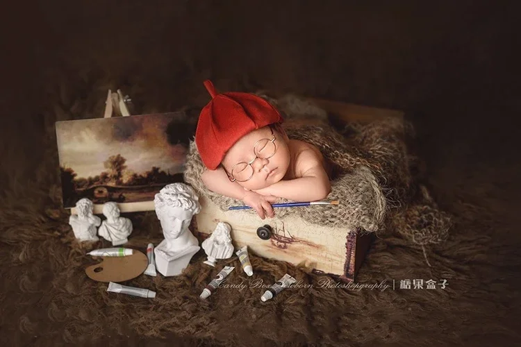 Newborn Baby Photography Props Painting Drawer Painter Color Plate Set Fotografia Accessories Studio Shooting Photoshoot Props
