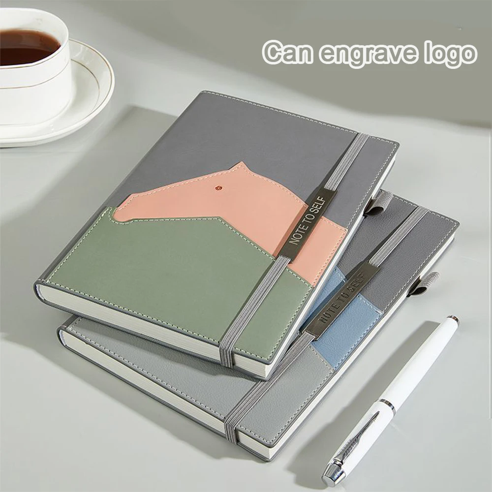 (Can Engrave Logo) A5 Strapped Student Subject Notebook, Business Notepad, Work Meeting Minutes, Thickened Diary