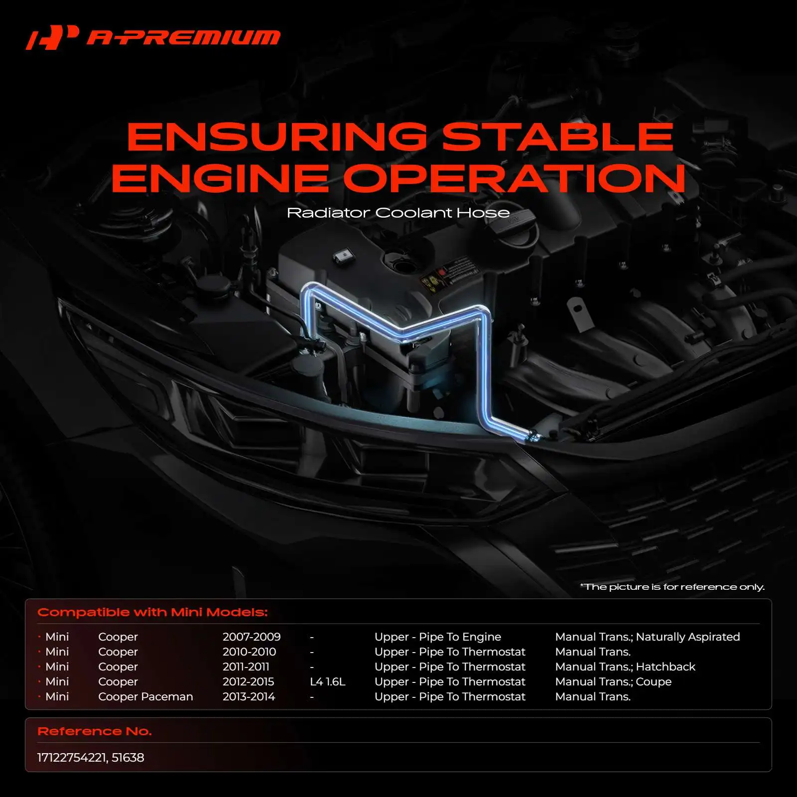 A-Premium Upper Radiator Coolant Hose for Mini Cooper 2007-2015 Cooper Paceman 2013-2014