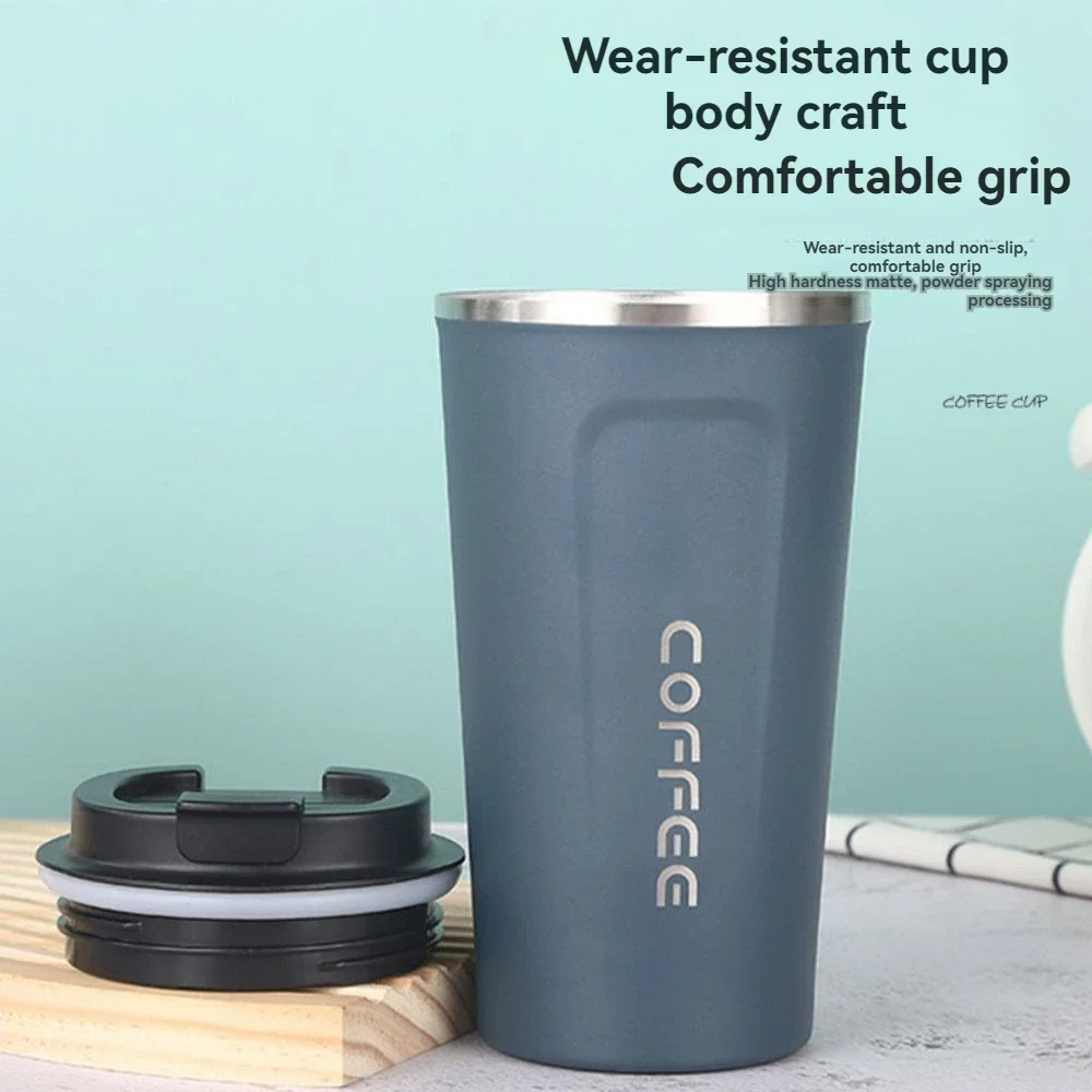Stainless Steel Double-layer Coffee Insulation Simple With Portable Cup Creative Outdoor Leisure Car Cup 380ml 510ml
