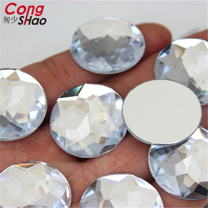 8/10/12/14/16/18/20/22/25/30mm Clear Flatback Acrylic Round Rhinestone Stones And Crystals Costume Craft Accessories WC492
