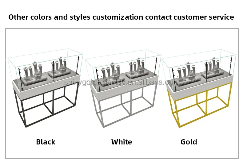 Custom.Jewelry Store Display Glass Pedestal Cabinet Lockable Vitrine Jewelry Showcase Display Counter with LED Light