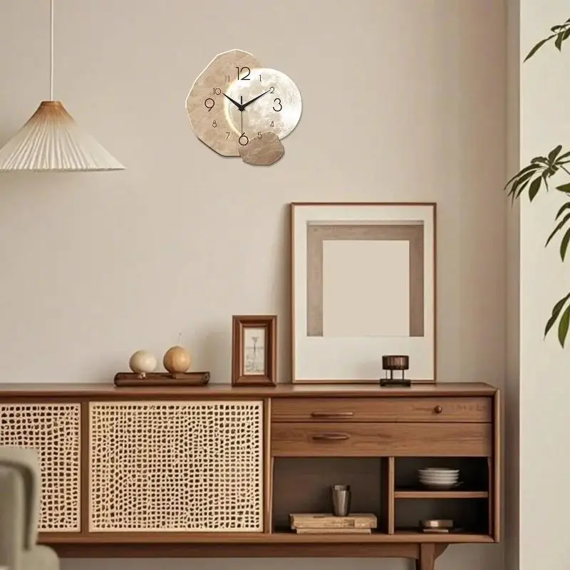 Minimalist Lunar Design Silent Wall Clock Non-Ticking for Bedroom Living Room Home Aesthetic Wall Decoration view 4