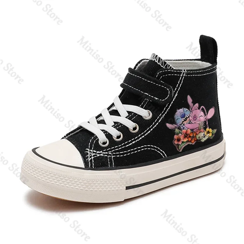 Ragazza Kid Canvas Boys scarpe sportive Lilo Stitch Girl High-top Disney Casual Cartoon comfort Shoes bambini stampa ragazzi scarpe da Tennis