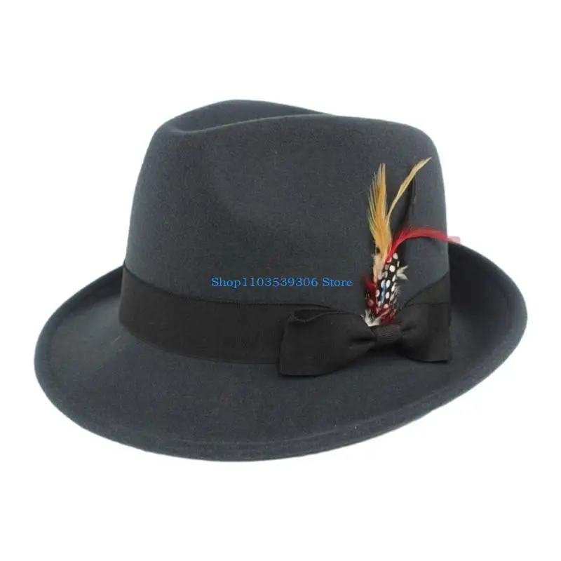 400A Fedora Top Hat Black Short Brim Cowboy Hat Surprise Gift for Boyfriend