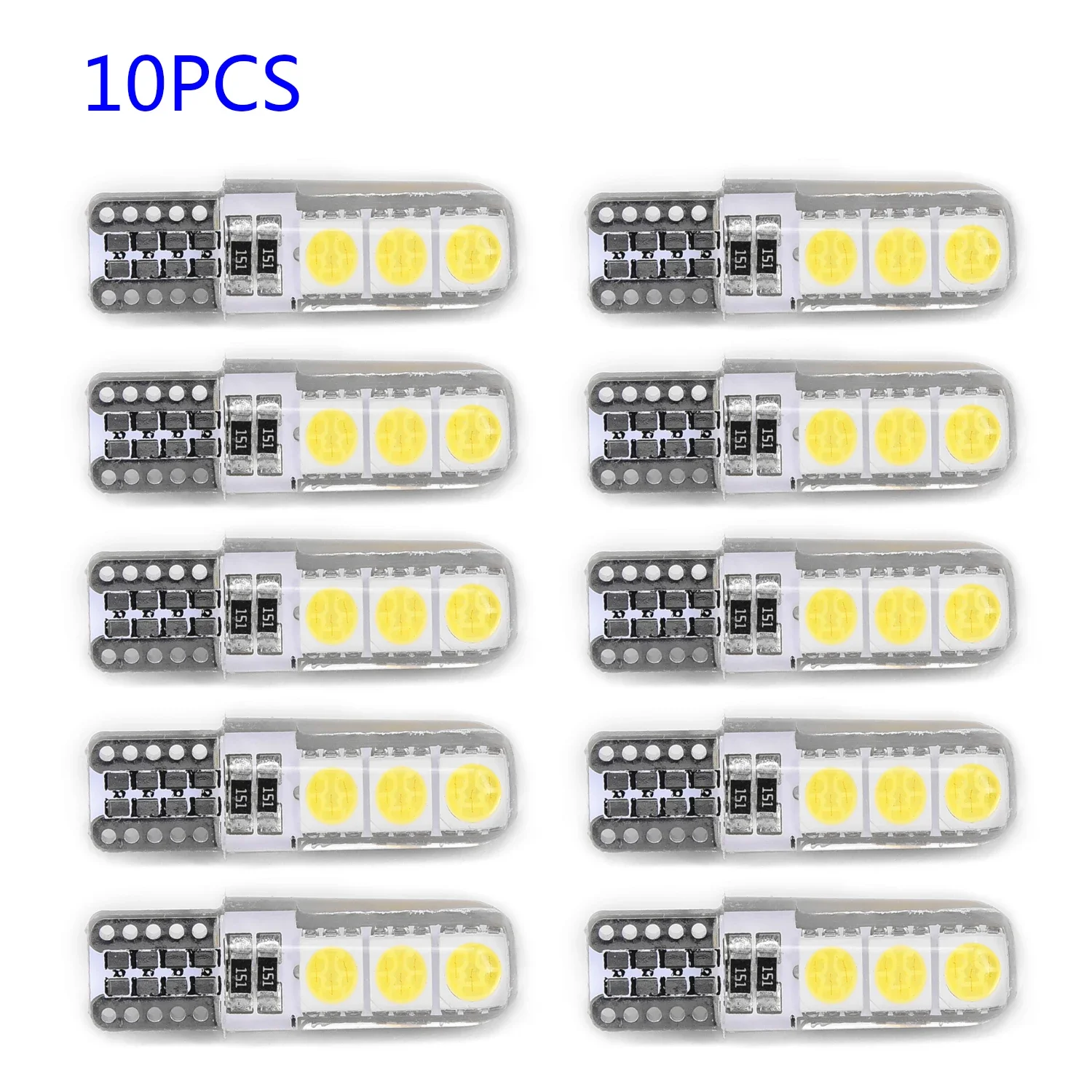 12V DC Luci per auto Cuneo laterale Bianco 10 pezzi Canbus Cupola Lampada a LED Targa T10-5050-6SMD Nuovissimo Risparmio energetico