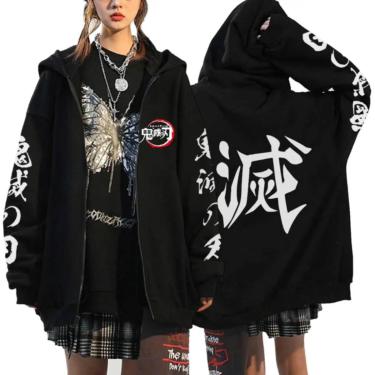 Kimetsu No Yaiba Men/women Demon Slayer Zipper Hoodies Harajuku Anime Japan Kawaii Hoodie Kimetsu Cartoon Sweatshirt