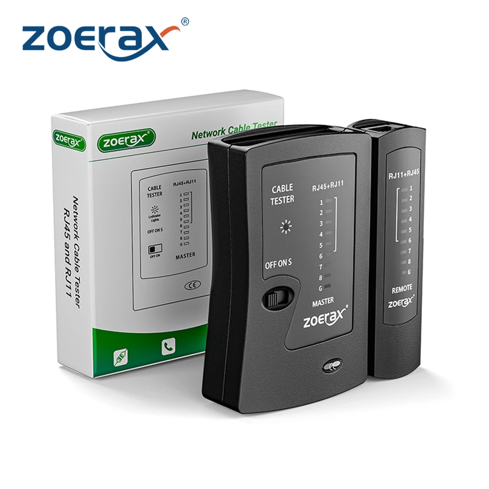 ZOERAX Network Ethernet Cable Tester for LAN RJ45 Cat5 Cat5e Cat6 Cat6a Cat7 UTP/Shielded Cable and RJ11 RJ12
