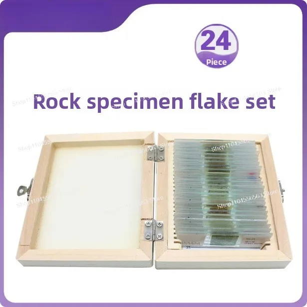 Geological Rock Thin Section Set 24pcs, Microscope Prepared Slides for Geology Education & Research, Clear Imaging