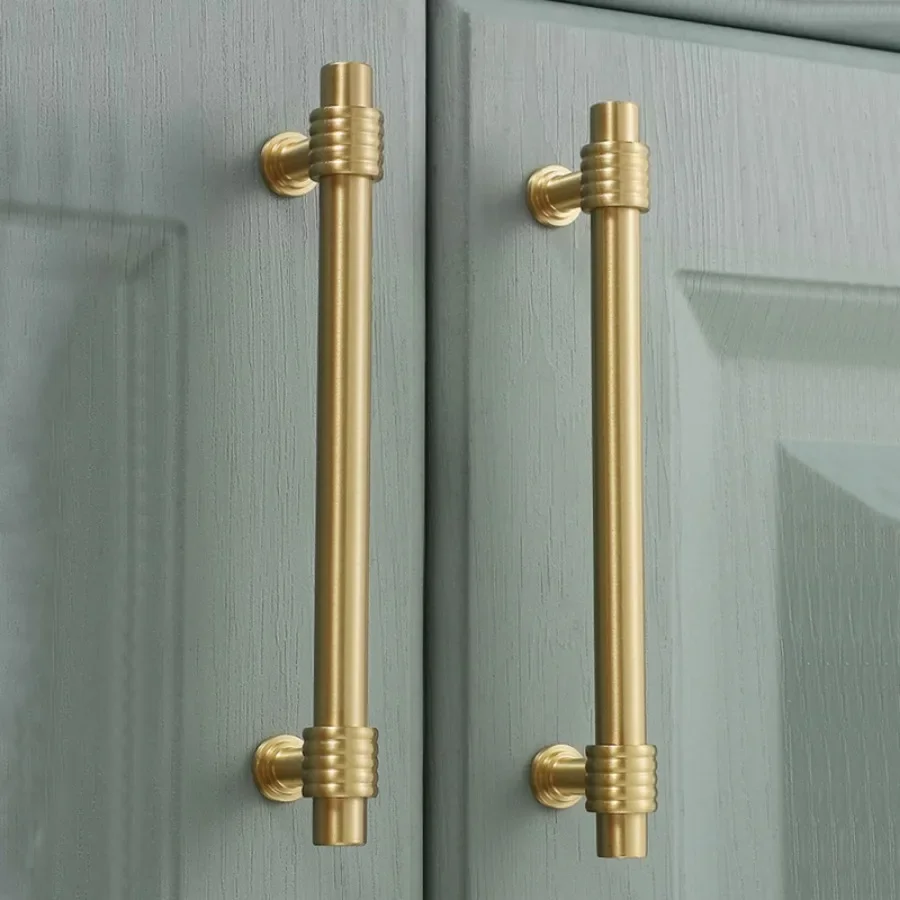 French Solid Brass Furniture Handles Golden Handles for Cabinets and Drawers Luxury Kitchen Drawer Handles Cabinet Pulls