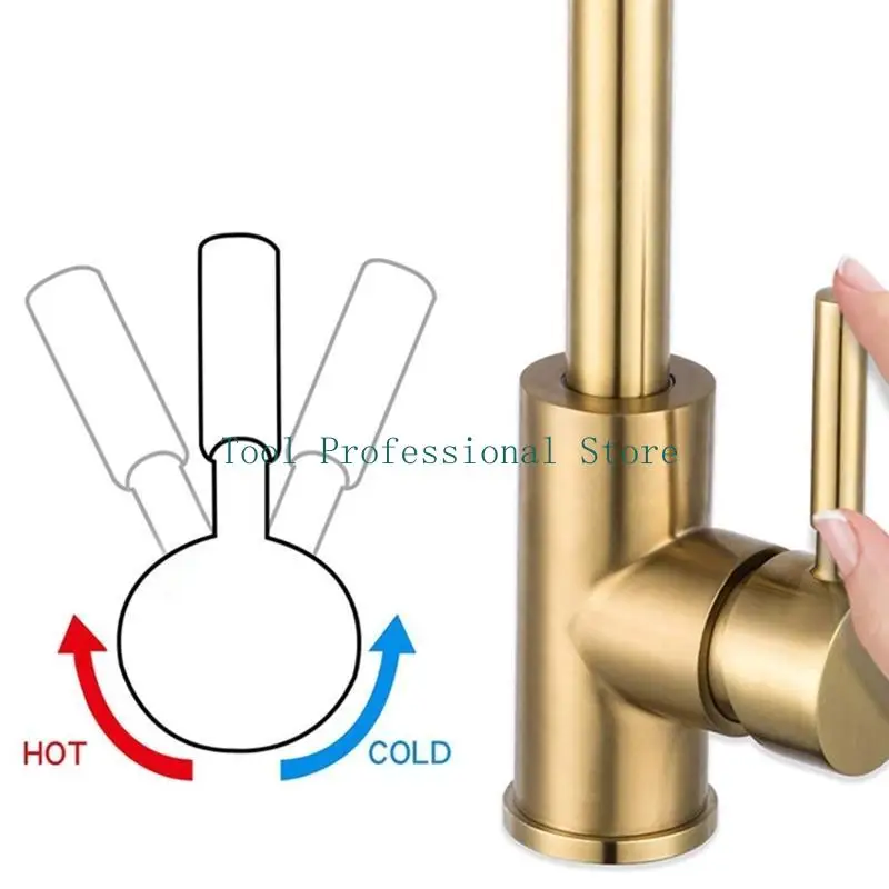 57QF Kitchen Faucets Sink Water Faucet 360 Degree Faucet Single Holder Single Hole Stainless Steel Hot Cold Tap
