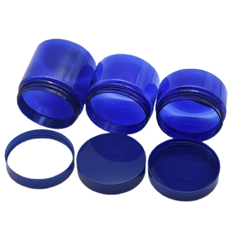 Plastic Container PET Blue 100ml 120ml 150ml 200ml 250ml Packaging Bottle Empty Cosmetic Hair Wax Pots Cream Jars 24pcs