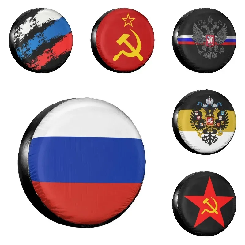 Flag Of Russia Spare Tire Cover Bag Pouch Patriotic Dust-Proof Car Wheel Covers 14