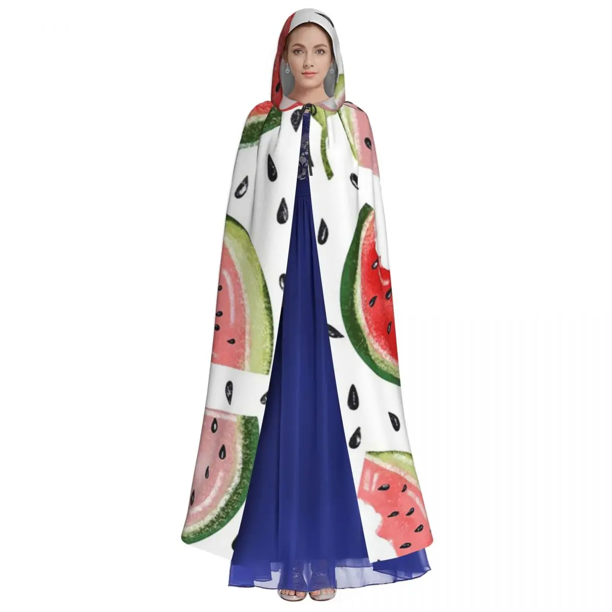 البطيخ الصيف طويل مقنعين عباءة الساحرة القرون الوسطى زي تأثيري كيب هالوين مصاص دماء الكبار للجنسين