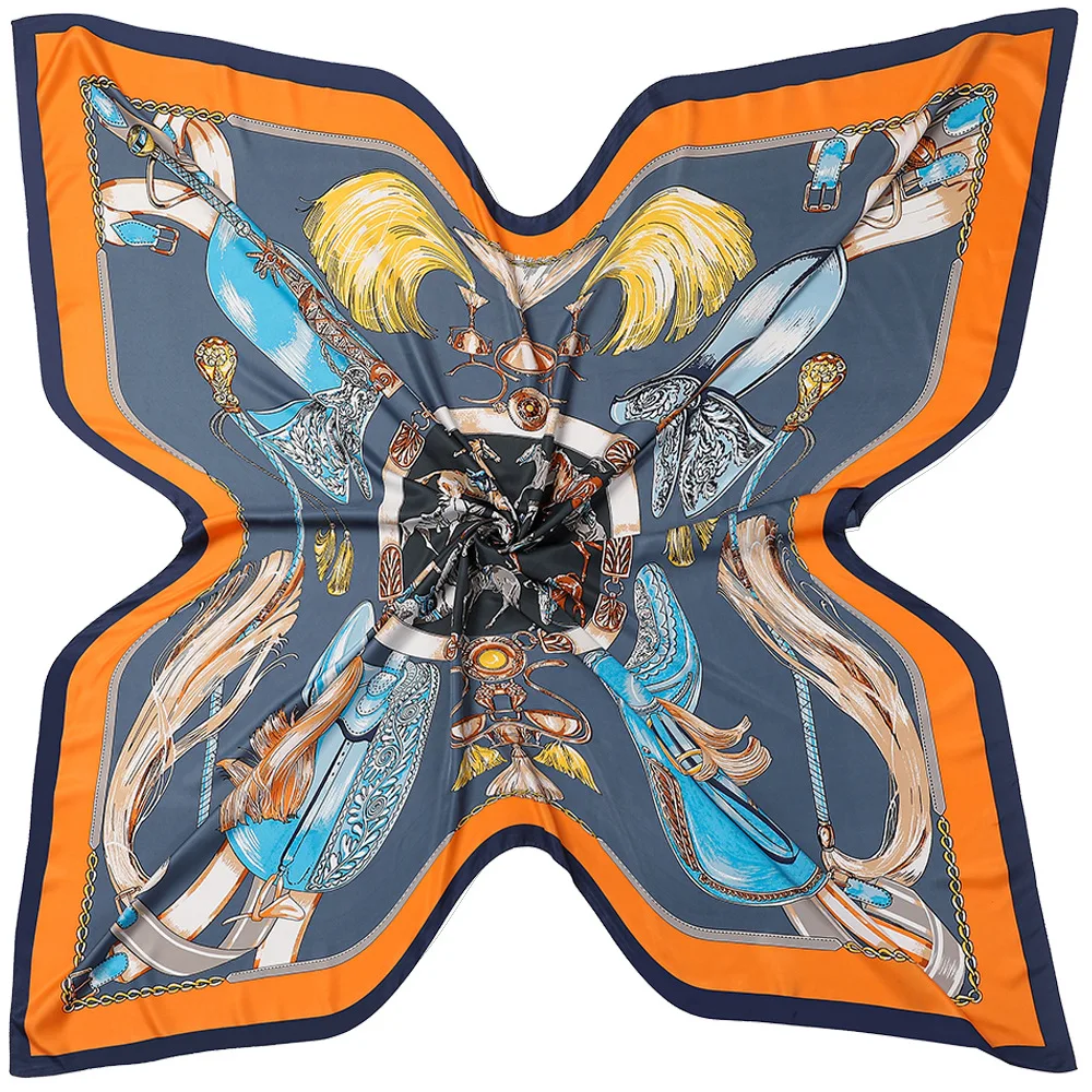 

French Equestrian 130cm Scarf Four Seasons Tassel Shawl Wrap Versatile Women Accessory Warm Sun Protection Gift Present Idea