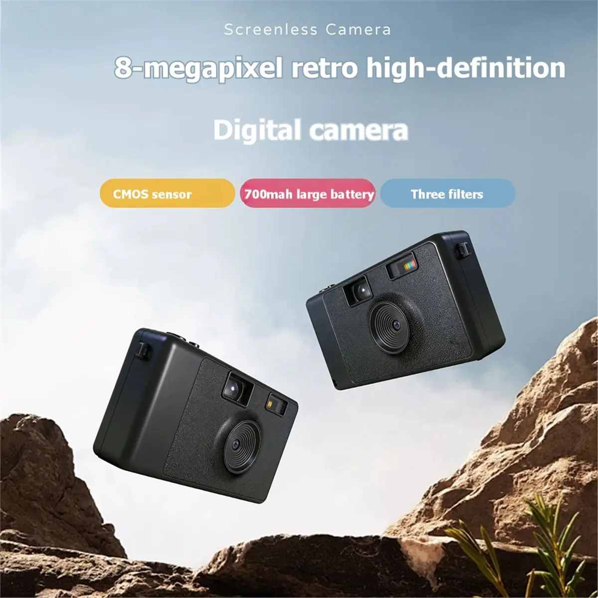 【MUST-HAVE LIST】 8MP Retro 2.4-Inch Screen Free Digital Camera 3 Mode Filters Portable Camera Built in Flash for Outdoor Camping