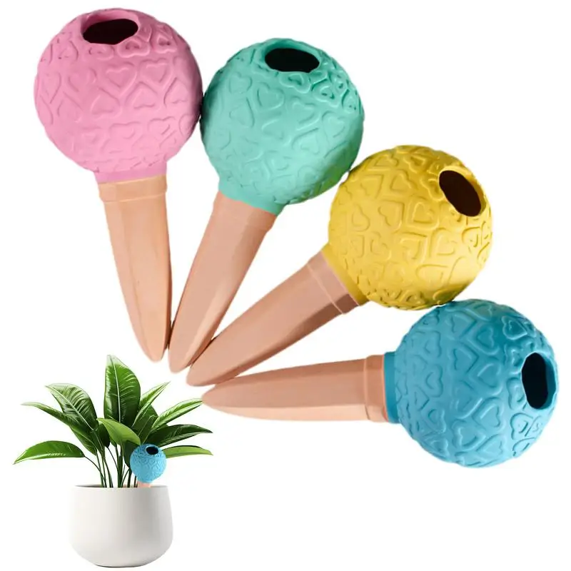 Plant Waterer Spikes 4-Pieces Automatic Watering Globes System For Flower Pot Gardening Irrigation Spikes For Home Balcony