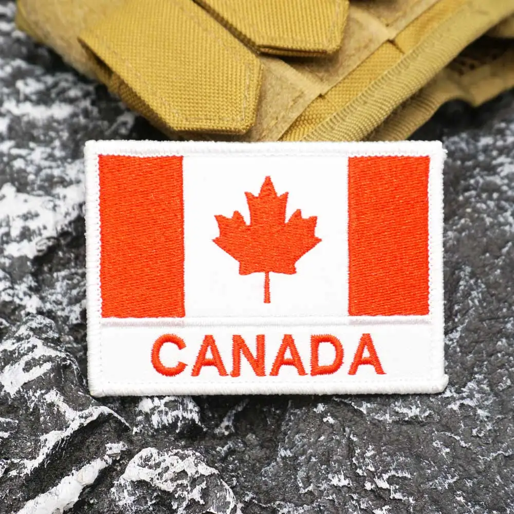 CANADA FLAG Embroidered Patch with merrow border, Sewable Applique for Clothing and Accessories