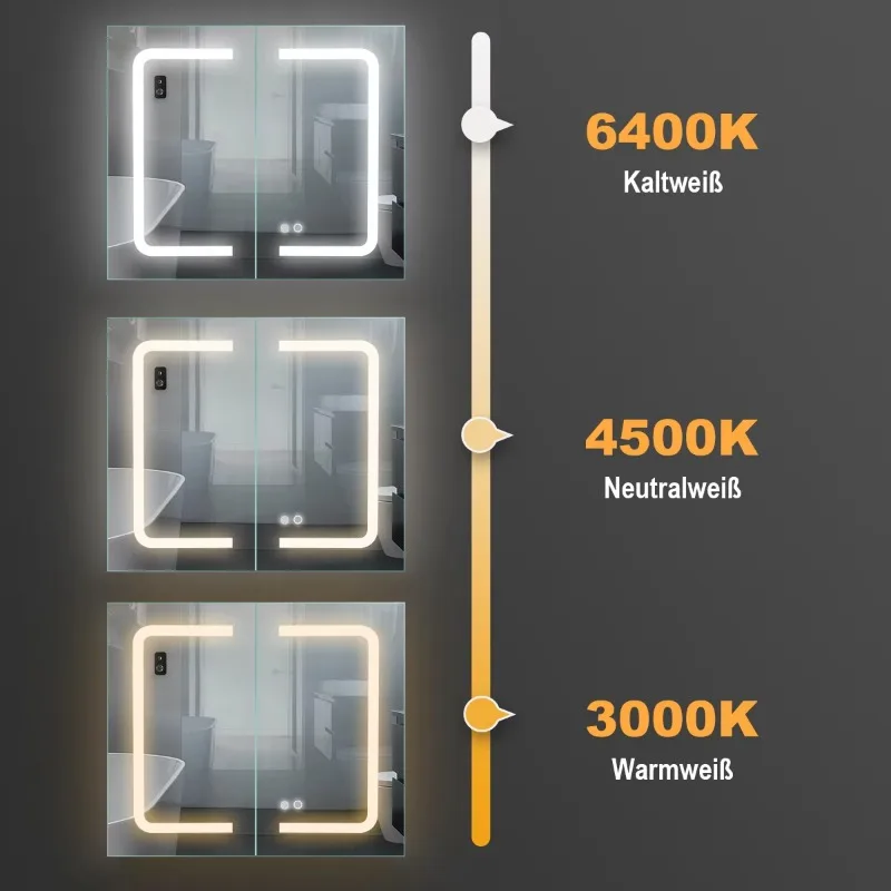 High-end moderno diodo emissor de luz iluminação cômoda medicina espelho gabinete anti-nevoeiro instalação de montagem na parede do banheiro