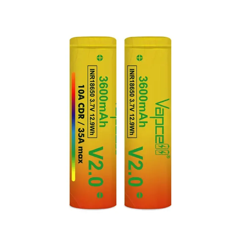 Original Vapcell INR 18650 Battery V2.0 3600mAh CDR 10A Max 35A 3.7V High Power Rechargeable Li-ion Battery For Flashlight Toys