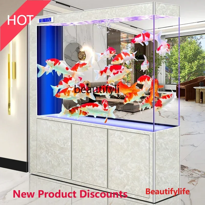 E46  New screen household entrance door porch ultra-white glass bottom filter light luxury aquarium