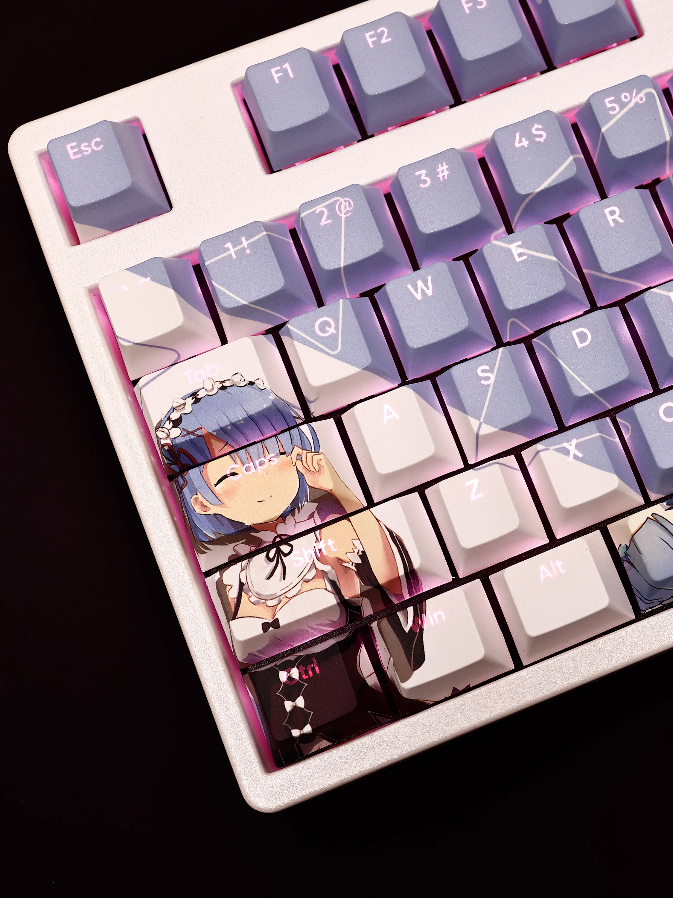 Custom Rem seksi gadis Keycap mekanik keyboard kit Keycap Kawaii transmisi cahaya PBT Keycap Set PC Gamer aksesoris Gits