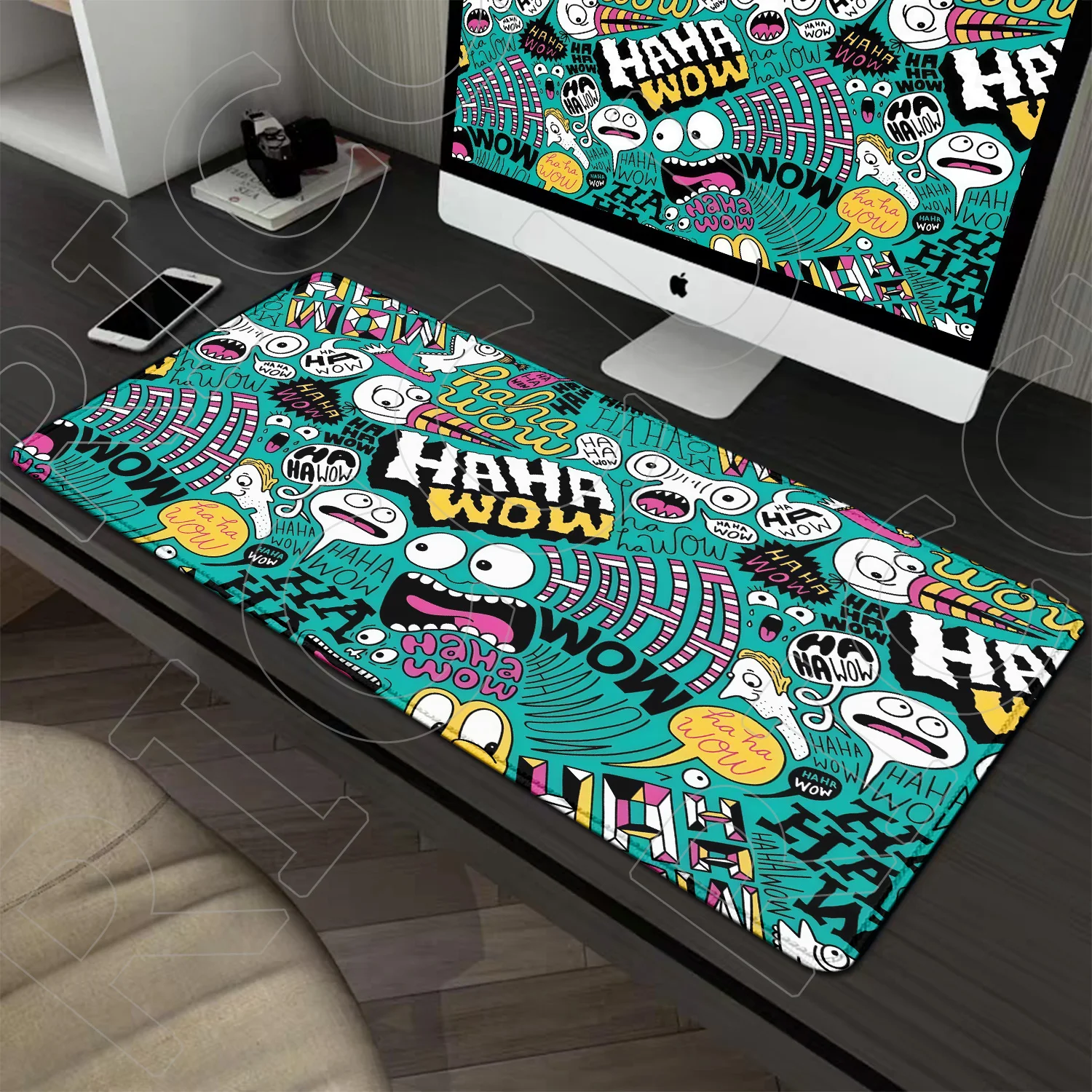 

HD Abstract and funny Graffiti XXL Large Rug Mouse Pad Extended Pad with Stitched Edge Non-Slip Mousepad expand Desk mat carpet