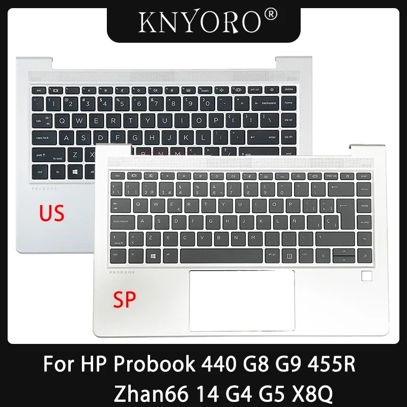 

New Original US Spanish Keyboard for HP Probook 440 G8 440 G9 445R Zhan66 14 G4 G5 X8Q Laptop Palmrest Upper Cover Backlight