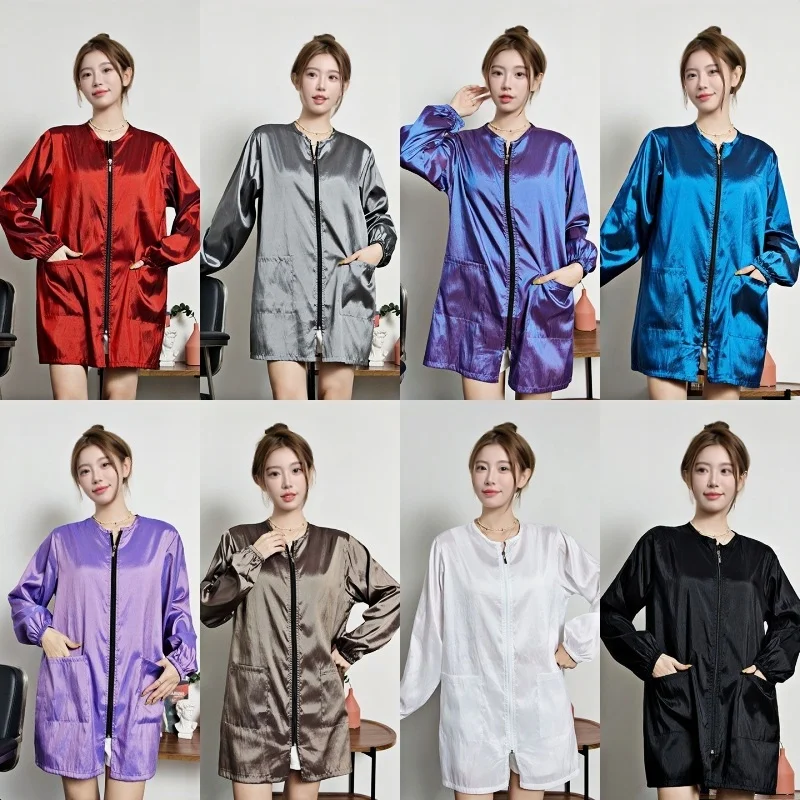 

Anti Dirty Oil Long Vest Waterproof Kitchen Apron With Pockets Women's Painting Cooking Working Pinafore Nail Salon Beauty Apron