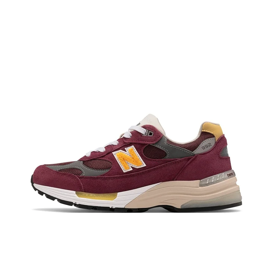 

New Balance NB 992 Ткань Низкий Верх Повседневные Беговые Кроссовки Мужские Бордовый Сделано в США M992CA
