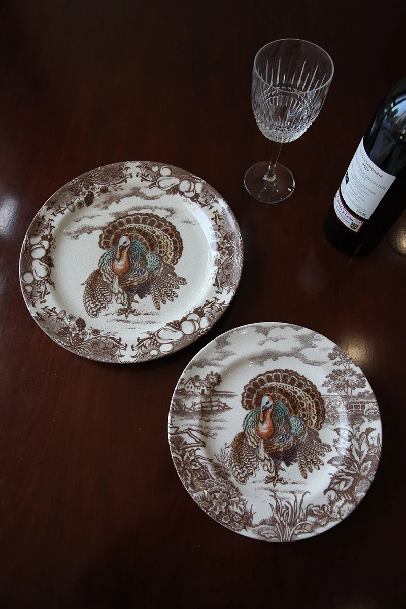 American Thanksgiving Ceramic Plate Turkey Dining Plate Home Western Restaurant Steak Plate Creative Kitchen Tableware Platos