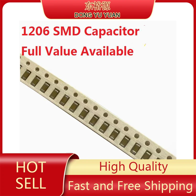 100 قطعة 1206 50V 4.7NF 10NF 22NF 47NF 100NF 220NF 0.22/0.01/0.022/0.047/0.1/ فائق التوهج X7R 104 103 223 473 224 كيلو/م/z مكثف عدة