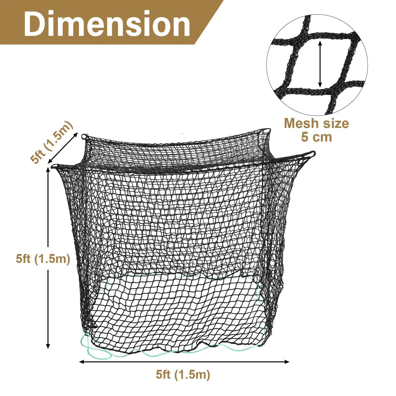 Heunetze für Pferde 5x5Ft Großes Quadratisches Slow-Feed-Heunetz, Robustes Dickes Knotenloses Heunetz, Langlebiger Weicher Nylon Slow-Feeder-Heunetzbeutel für Rinder, Ziegen, Schafe, Gesündere Fütterungslösung für Stall, Scheune und Weide – Detail 2