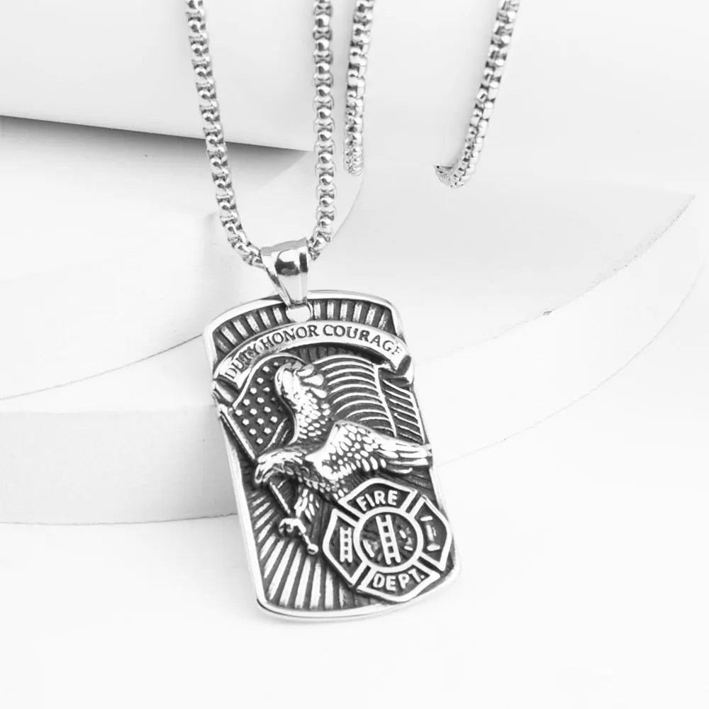 Duty Honor Courage Fire DEPT Stainless Steel Men Women Necklaces Pendants Chain Trendy Fashion Jewelry Wholesale Dropshipping