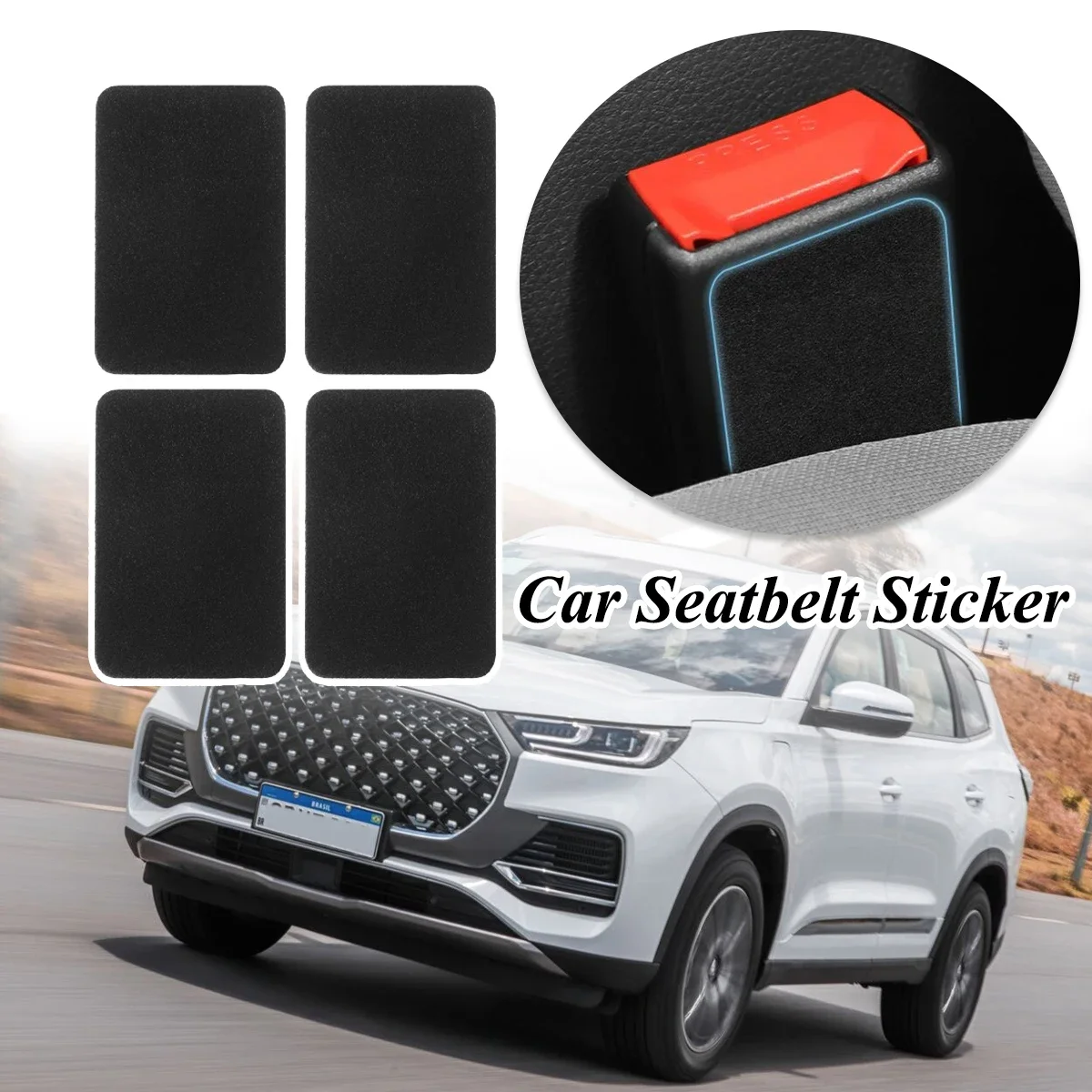 

Car Seatbelt Buckle Anti-Collision Sticker Pads Safety Belt Anti-Noise Silencer Quite Lock Clip Protector Black Accessories