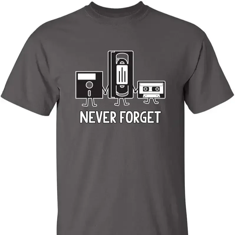 

Never Forget Mens Cassette Tape VHS Gamer Old School Mens Very Funny T Shirt