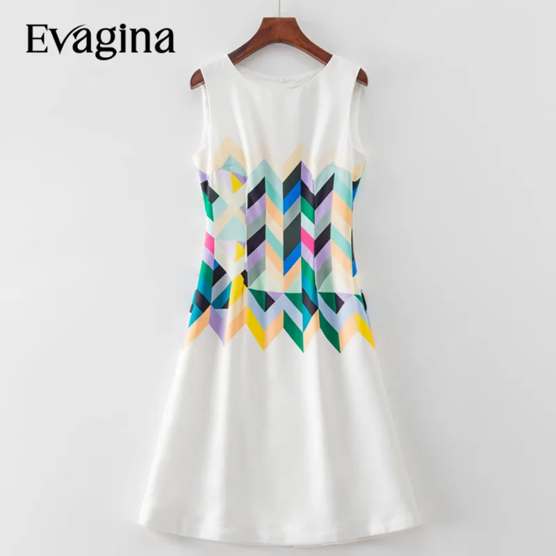 

Evagina Classic Fashion Print Waist Up Mini dress 2023 Spring Summer New Women's Sleeveless Holiday Dresses