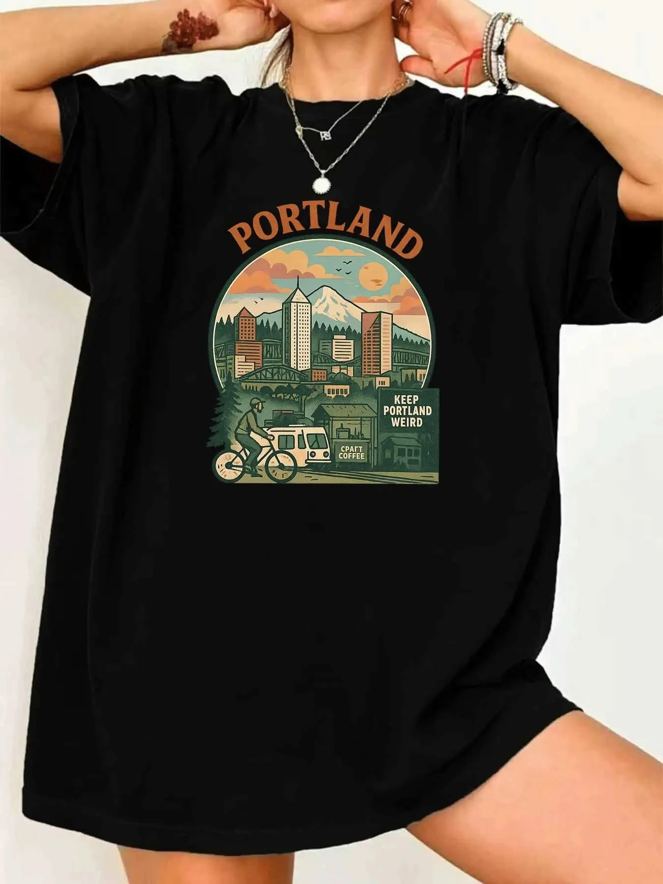 

【335543】Женская футболка больших размеров с круглым вырезом и короткими рукавами, эластичными полурукавами и модными принтами