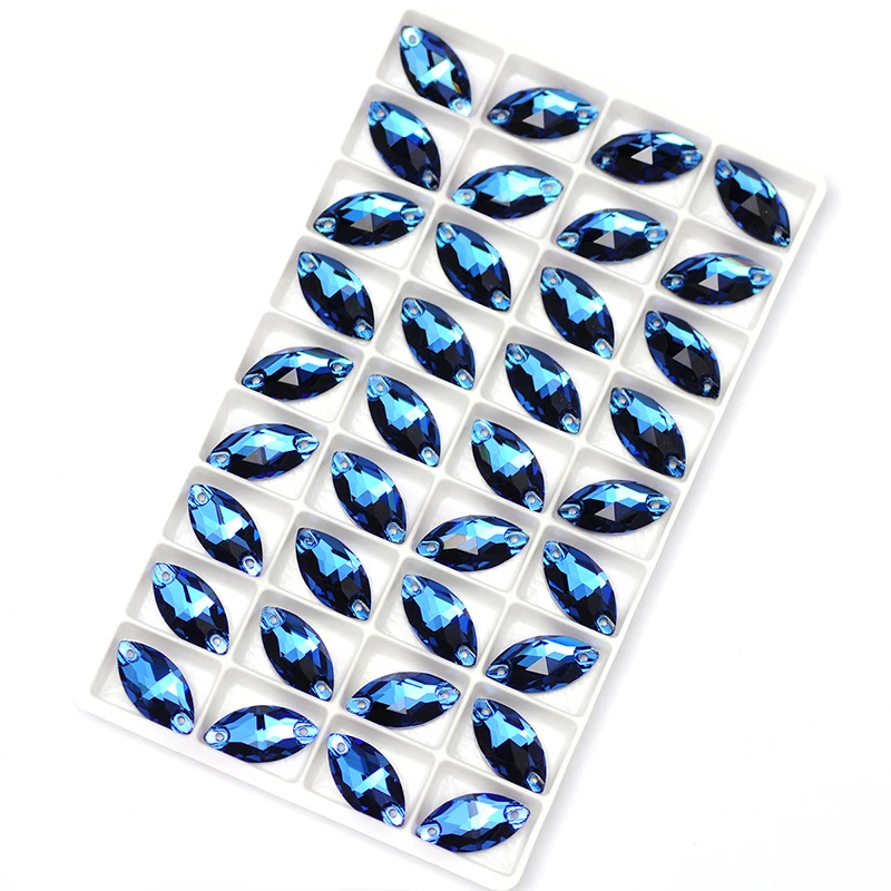 YANRUO 3223 wszystkie rozmiary szafirowe przyszyte kryształki Rhinestone Navette Strass Flatback szycie odzieży